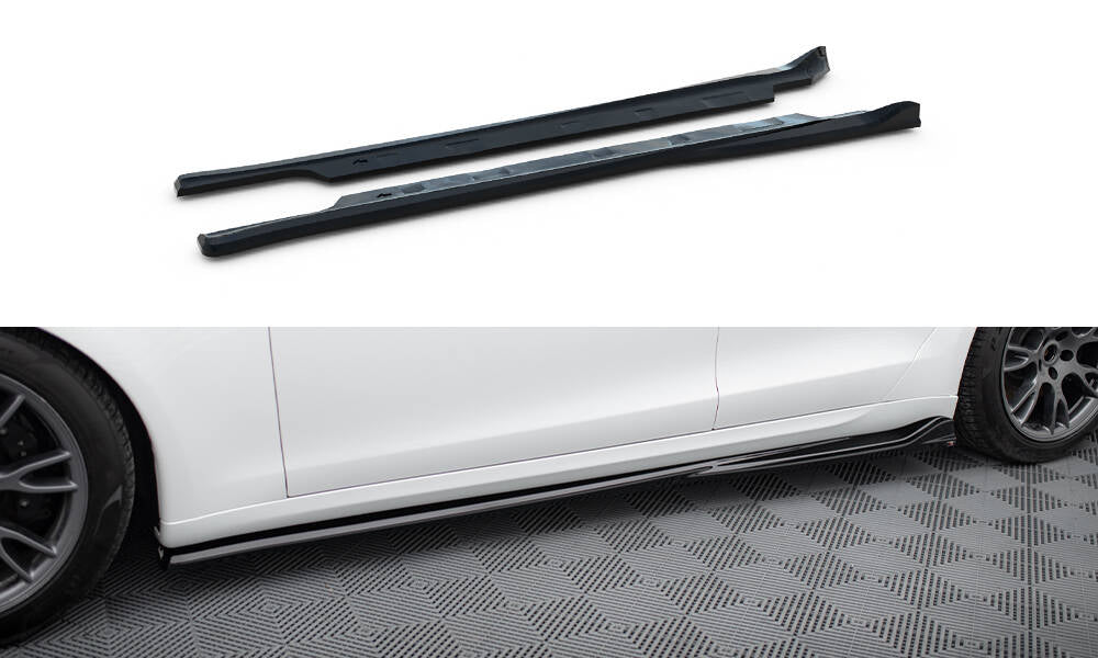 Maxton Seitenschweller Ansatz für V.1 für Tesla Model S Plaid Mk1 Facelift schwarz Hochglanz