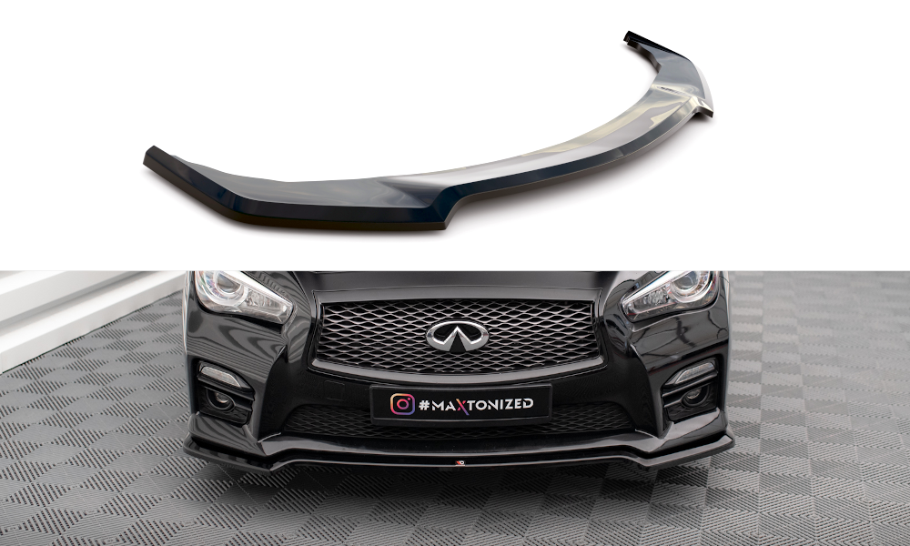 Maxton Front Ansatz V.1 für Infiniti Q50 S Mk1 schwarz Hochglanz