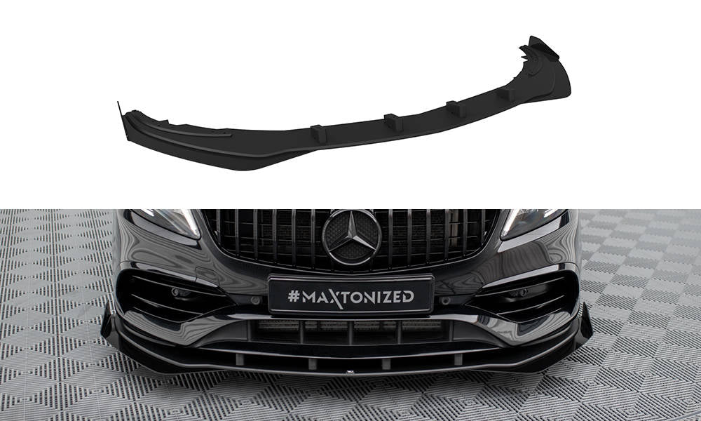 Maxton Street Pro Front Ansatz für +Flaps für + Flaps Mercedes-Benz A AMG-Line W176 Facelift schwarz Hochglanz