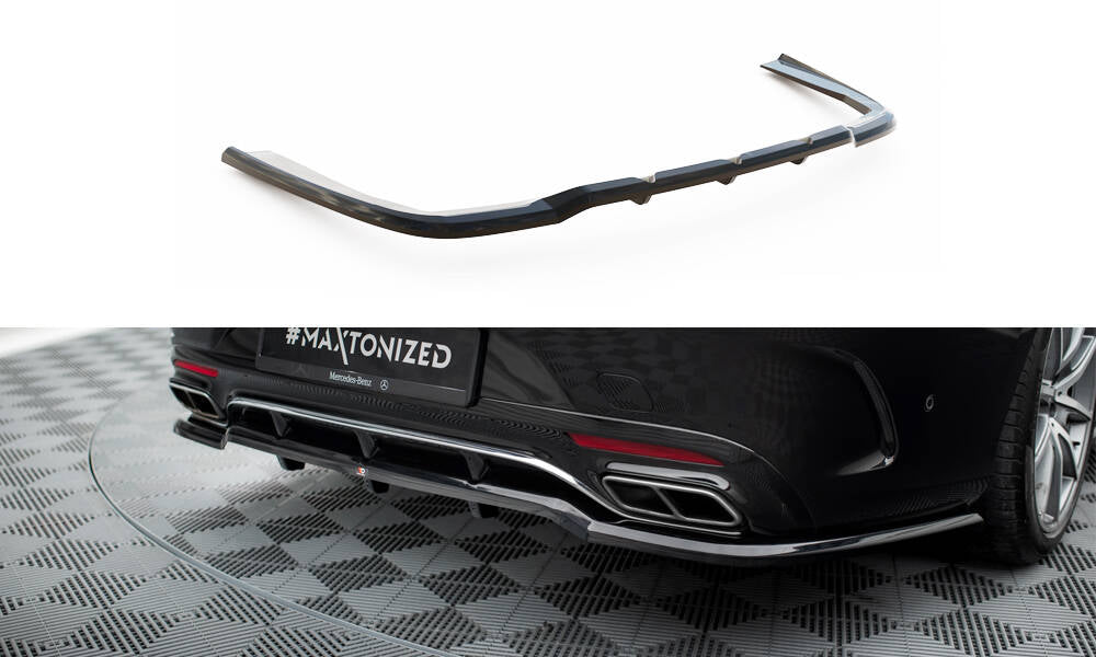 Maxton Mittlerer Diffusor Heck Ansatz DTM Look für Mercedes-Benz S Coupe AMG-Line C217 Facelift schwarz Hochglanz