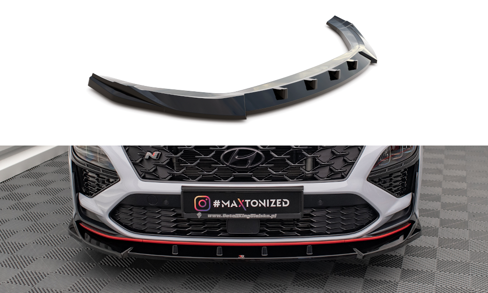 Maxton Front Ansatz V.2 für Hyundai Kona N Mk1 schwarz Hochglanz