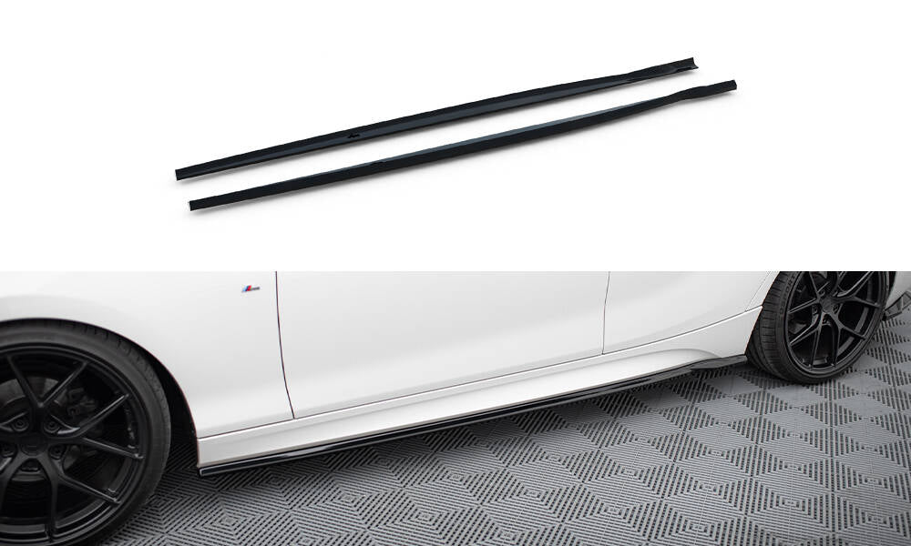 Maxton Seitenschweller Ansatz für V.5 BMW 1er M-Paket / M140i F20 Facelift schwarz Hochglanz