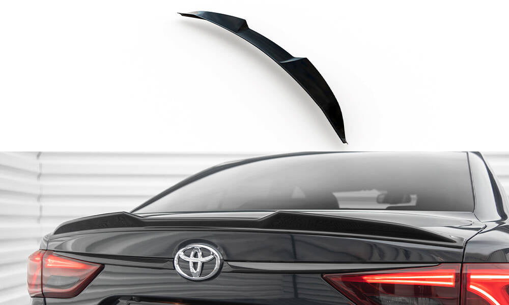 Maxton Spoiler CAP für 3D Toyota Avensis Limousine Mk3 Facelift schwarz Hochglanz