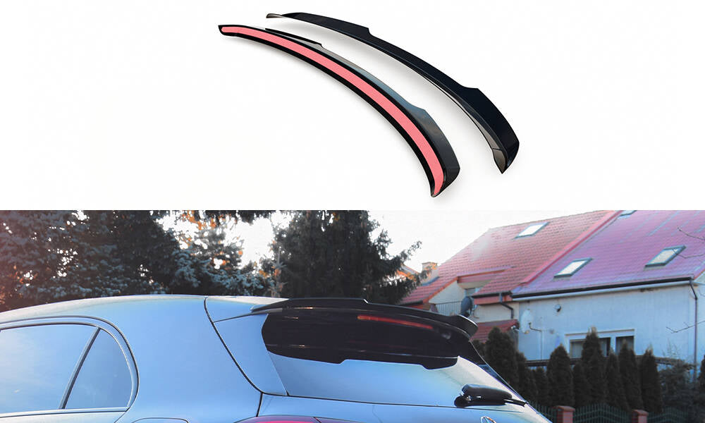 Maxton Spoiler CAP für Mercedes-Benz A AMG-Line Hatchback W177 schwarz Hochglanz