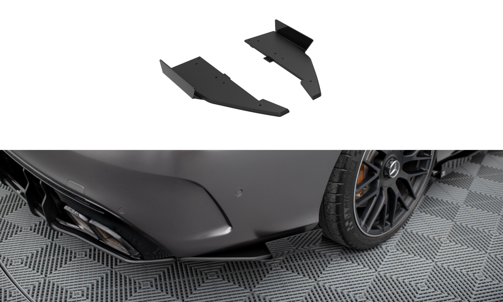 Maxton Street Pro Heck Ansatz Flaps Diffusor +Flaps für Mercedes-AMG C63 Limousine / Kombi W205 Facelift schwarz Hochglanz