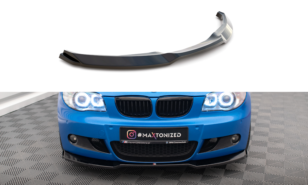 Maxton Front Ansatz V.1 für BMW 1er M-Paket E87 Facelift schwarz Hochglanz