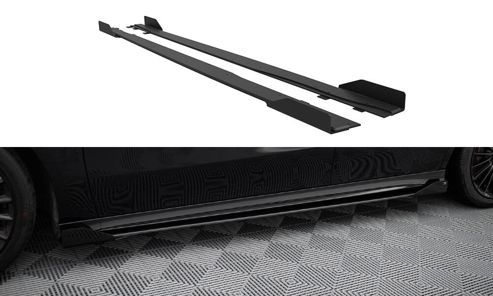 Maxton Street Pro Seitenschweller Ansatz für + Flaps Mercedes-AMG A35 W177 Facelift schwarz Hochglanz