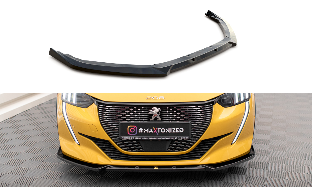 Maxton Front Ansatz V.1 für Peugeot 208 GT Mk2 schwarz Hochglanz