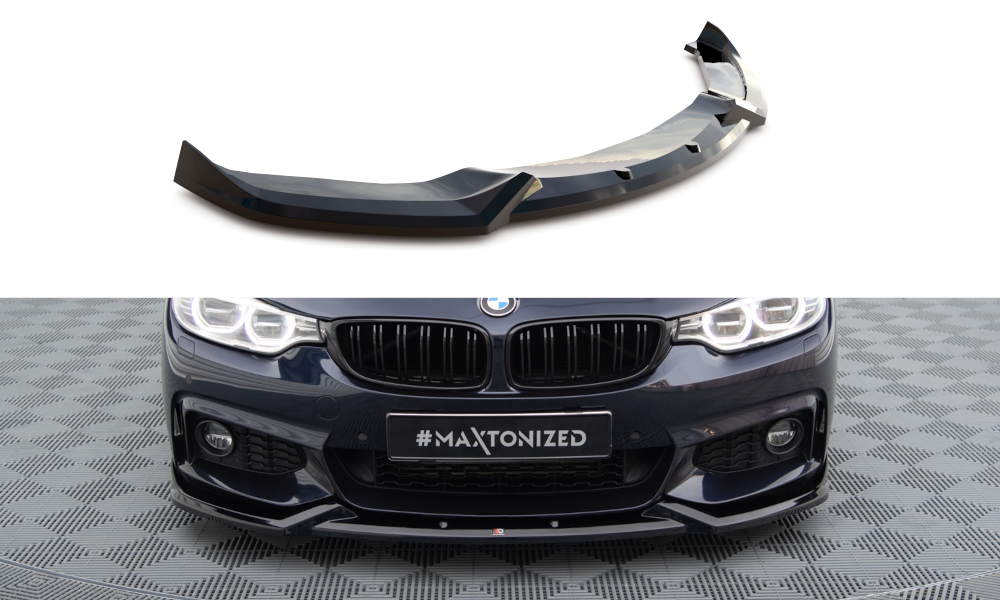 Maxton Front Ansatz V.5 für BMW 4er Coupe / Gran Coupe / Cabrio M-Paket F32 / F36 / F33 schwarz Hochglanz