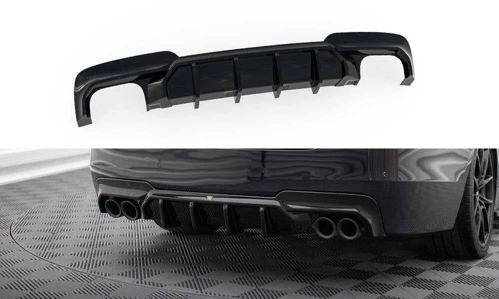 Maxton Diffusor Heck Ansatz V.2 für BMW 5er M-Paket F10 (Version mit zwei Doppelauspuffanlagen)