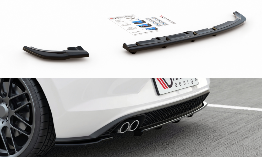 Maxton Mittlerer Diffusor Heck Ansatz DTM Look für VW Polo 6 GTI Mk6 schwarz Hochglanz