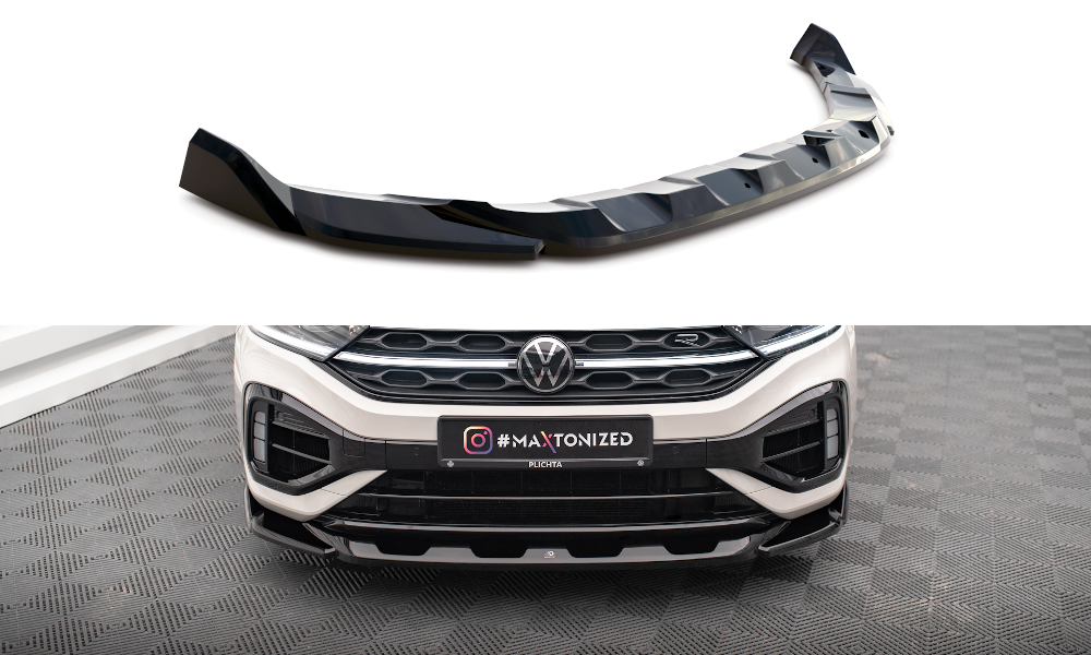 Maxton Front Ansatz V.2 für Volkswagen T-Roc R / R-Line Mk1 Facelift schwarz Hochglanz