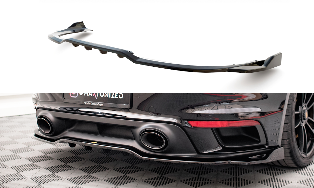 Maxton Mittlerer Diffusor Heck Ansatz DTM Look für Porsche 911 Turbo S 992 schwarz Hochglanz