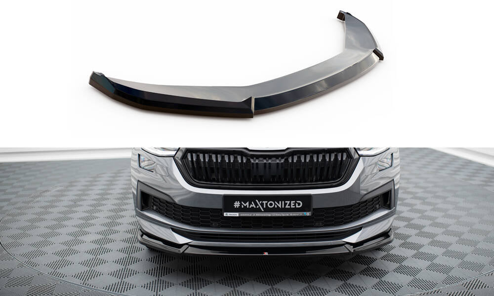 Maxton Front Ansatz V.1 für Skoda Kodiaq Sportline Mk1 Facelift schwarz Hochglanz