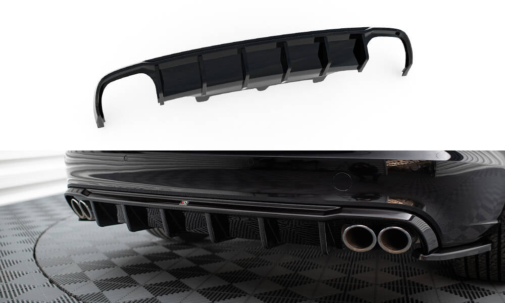 Maxton Diffusor Heck Ansatz für Audi A6 Avant C7 (Version mit Doppelauspuff auf beiden Seiten)