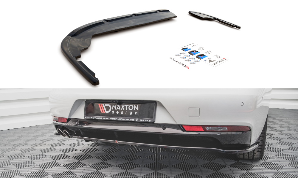 Maxton Mittlerer Diffusor Heck Ansatz DTM Look für Peugeot 508 GT-Line Mk2 schwarz Hochglanz