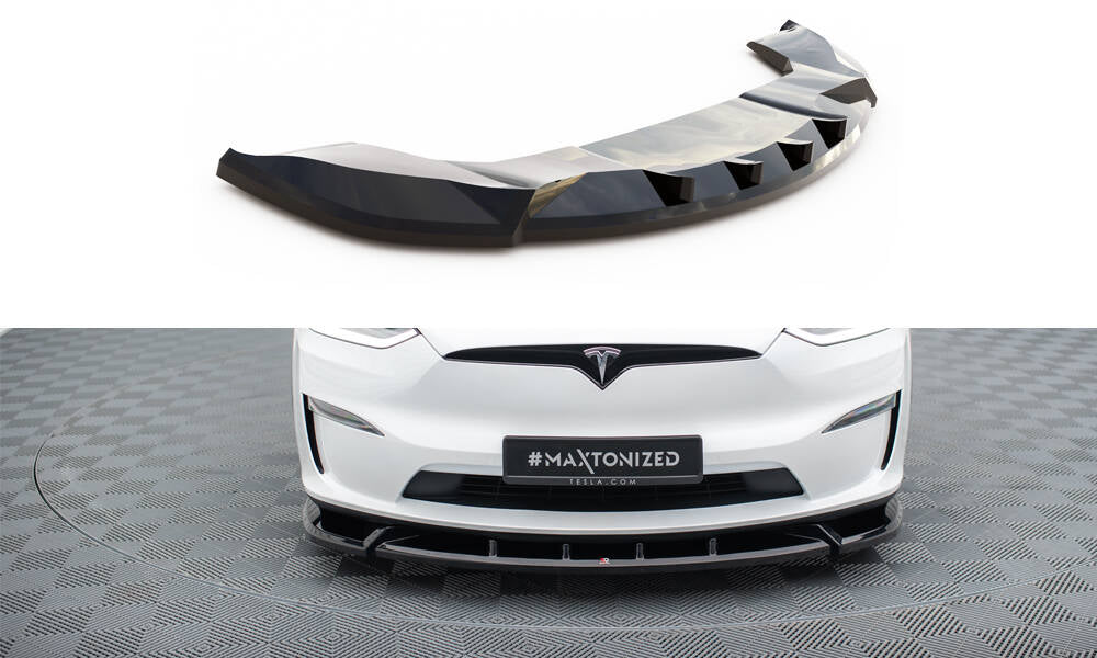 Maxton Front Ansatz V.2 für Tesla Model X Mk1 Facelift schwarz Hochglanz