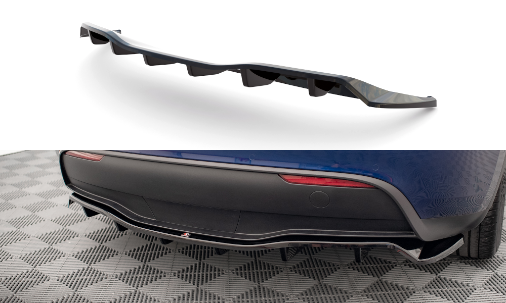 Maxton Mittlerer Diffusor Heck Ansatz DTM Look für Tesla Model Y schwarz Hochglanz