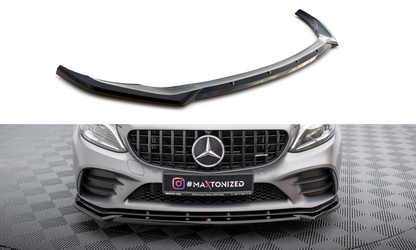 Maxton Front Ansatz V.2 für Mercedes-AMG C43 Coupe / Limousine C205 / W205 Facelift schwarz Hochglanz