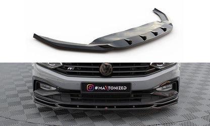 Maxton Front Ansatz V.2 für Volkswagen Passat R-Line B8 Facelift schwarz Hochglanz