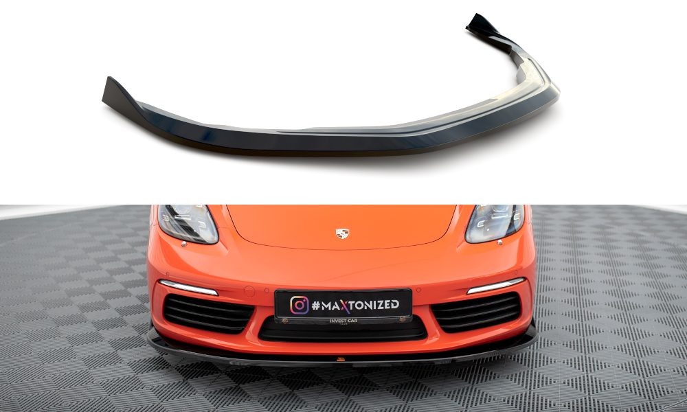 Maxton Front Ansatz V.2 für Porsche 718 Cayman 982c schwarz Hochglanz