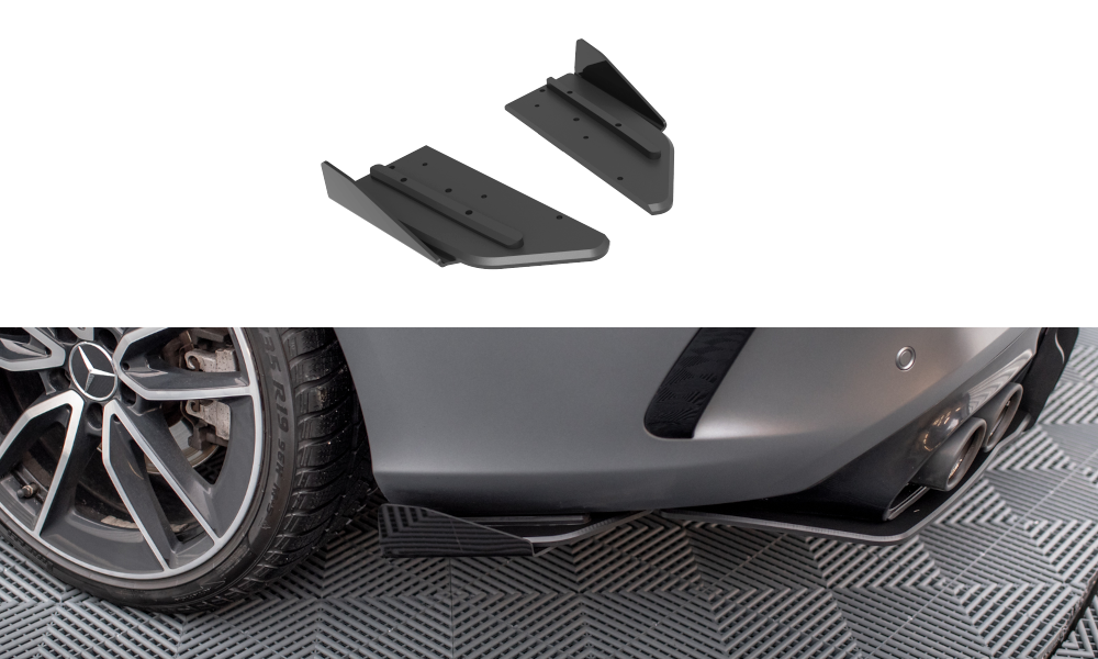 Maxton Street Pro Heck Ansatz Flaps Diffusor +Flaps für Mercedes-AMG C43 Coupe C205 Facelift schwarz Hochglanz