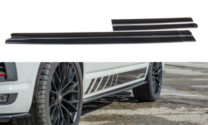 Maxton Seitenschweller Ansatz für Volkswagen T6 schwarz Hochglanz