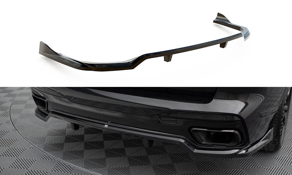 Maxton Mittlerer Diffusor Heck Ansatz DTM Look für BMW X7 M-Paket G07 Facelift schwarz Hochglanz