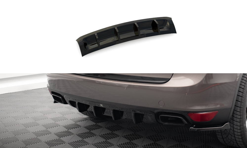 Maxton Diffusor Heck Ansatz für Porsche Cayenne Mk2 Carbon Look