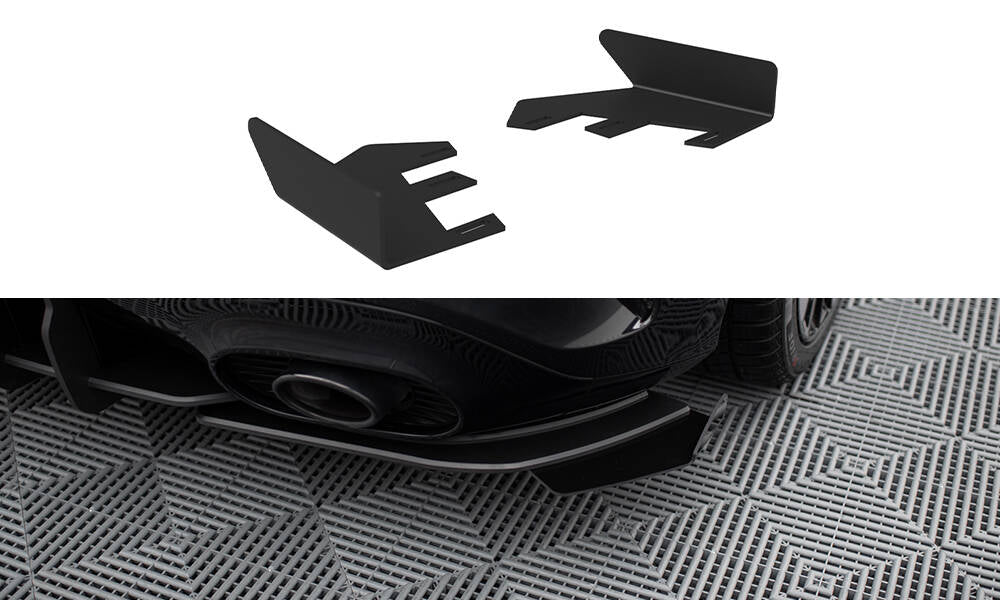 Maxton Hintere Seiten Flaps für Mercedes-AMG A35 Hatchback W177 schwarz Hochglanz