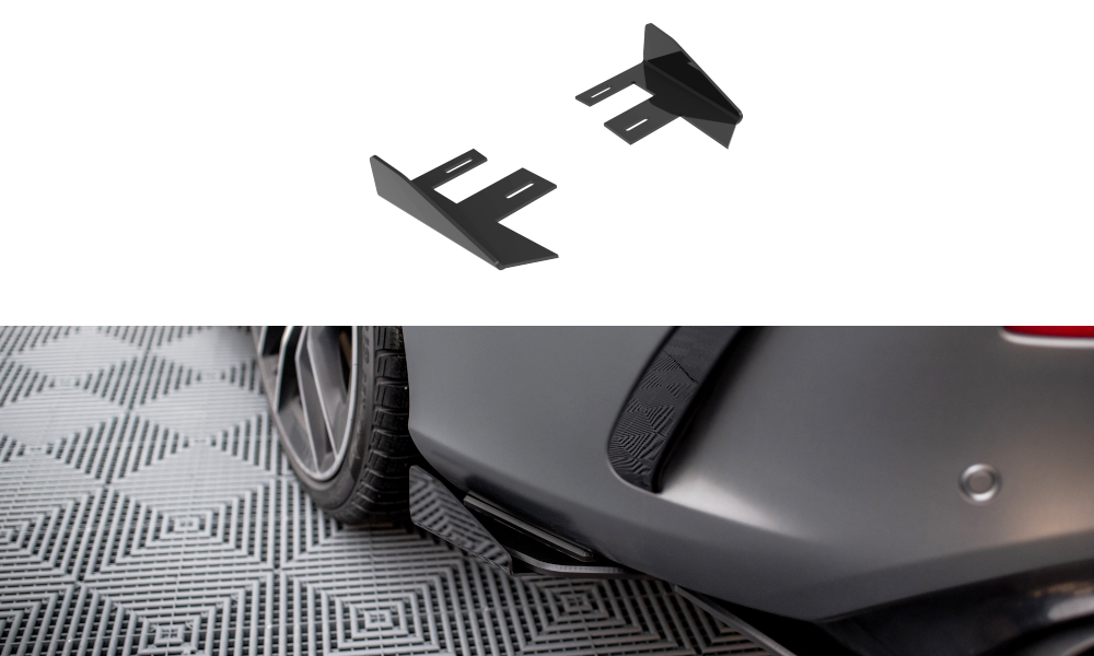 Maxton Hintere Seiten Flaps für Mercedes-AMG C43 Coupe C205 Facelift schwarz Hochglanz