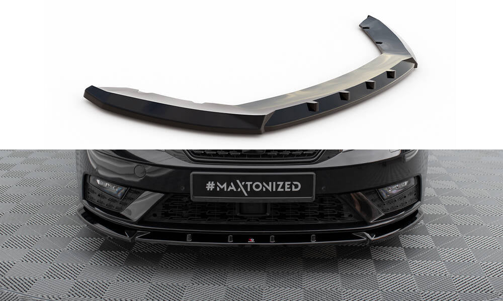 Maxton Front Ansatz V.1 für Seat Leon Mk3 Facelift schwarz Hochglanz