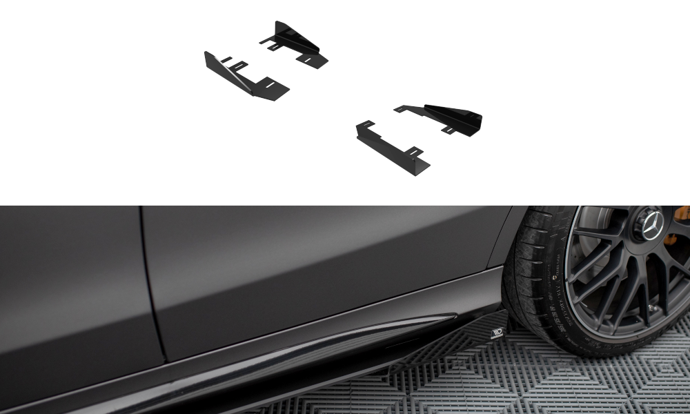 Maxton Side Flaps Mercedes-AMG C63 Limousine / Kombi W205 Facelift schwarz Hochglanz