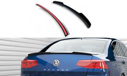 Maxton Spoiler CAP für Volkswagen Passat Limousine R-Line Mk8 schwarz Hochglanz