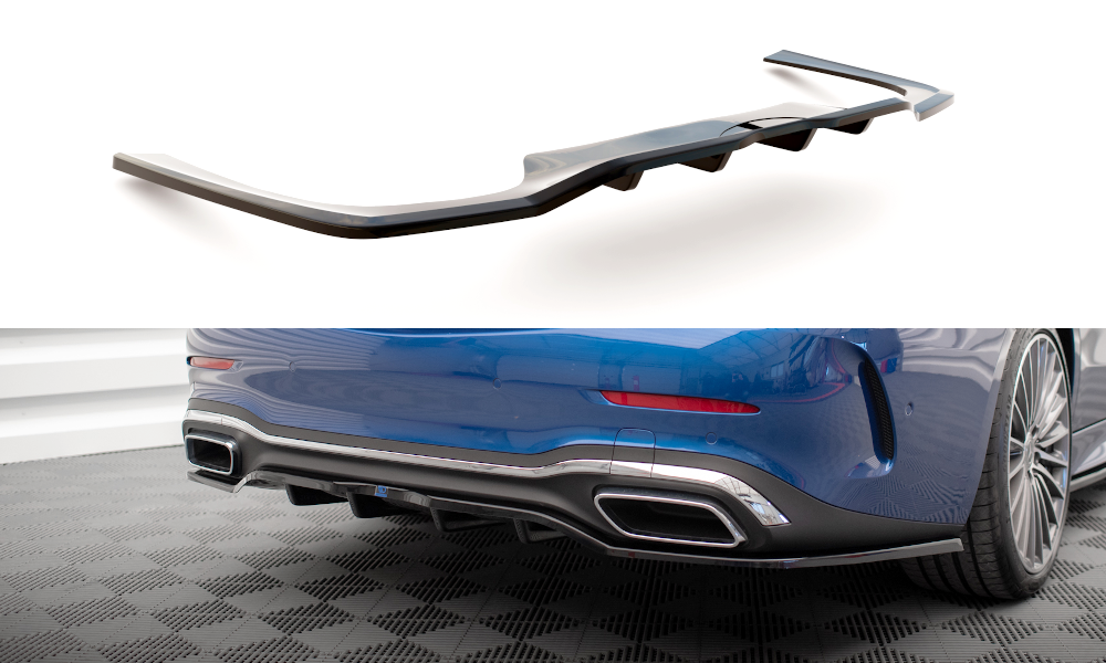 Maxton Mittlerer Diffusor Heck Ansatz DTM Look für Mercedes-Benz C AMG-Line W206 schwarz Hochglanz