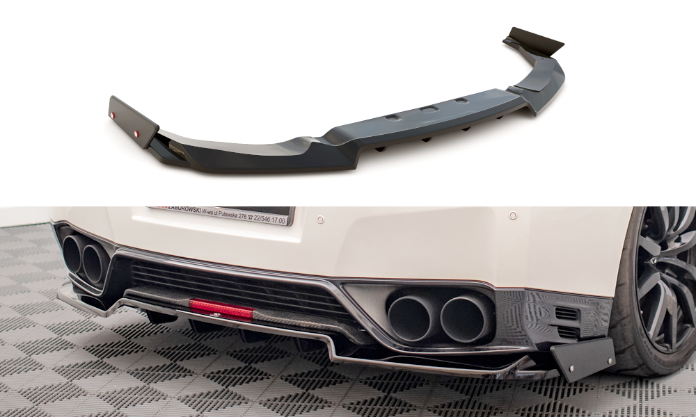 Maxton Mittlerer Diffusor Heck Ansatz +Flaps für Nissan GTR R35 Facelift