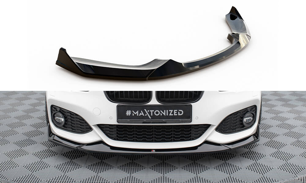 Maxton Front Ansatz V.4 für CSL Look BMW 1er M-Paket / M140i F20 Facelift schwarz Hochglanz