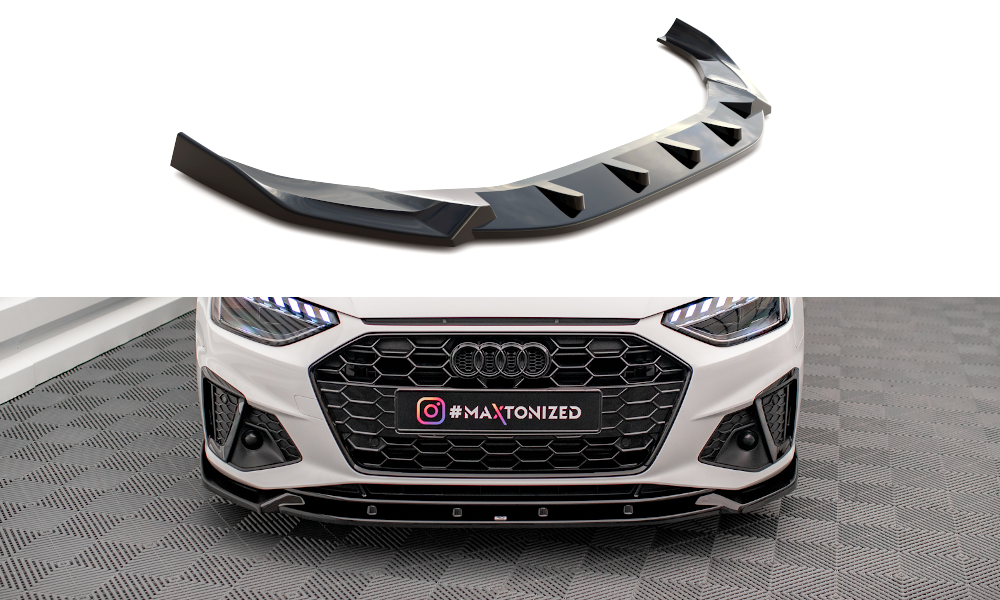Maxton Front Ansatz V.1 für Audi A4 S-Line / S4 B9 Facelift schwarz Hochglanz