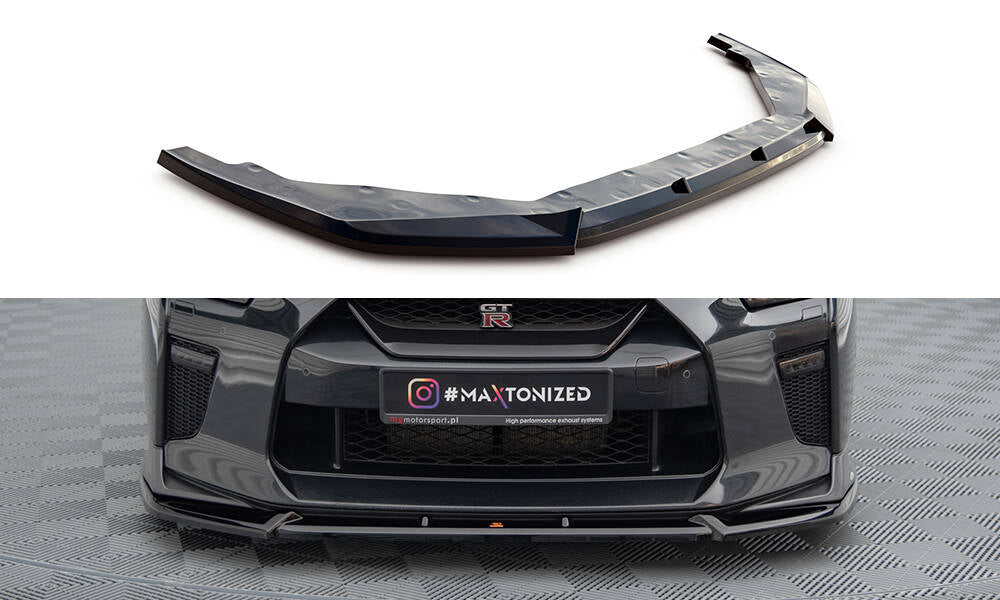 Maxton Front Ansatz V.2 für Nissan GTR R35 Facelift schwarz Hochglanz