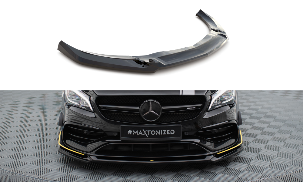 Maxton Front Ansatz V.4 für Mercedes-AMG CLA 45 Aero C117 Facelift schwarz Hochglanz