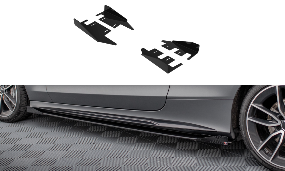 Maxton Side Flaps Mercedes-AMG C43 Coupe C205 Facelift schwarz Hochglanz