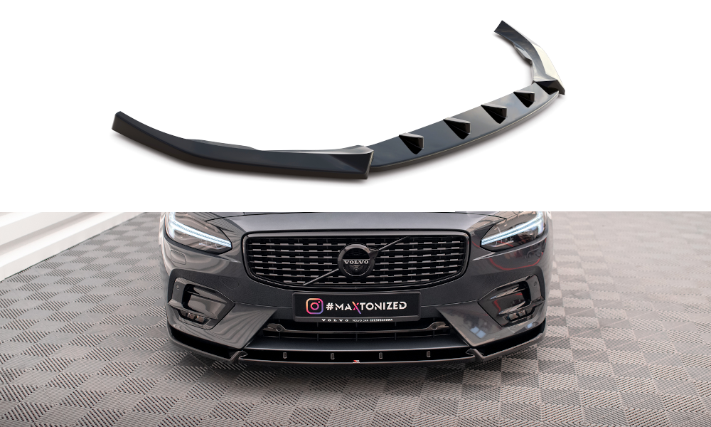 Maxton Front Ansatz für Volvo V90 / S90 R-Design Mk2 schwarz Hochglanz