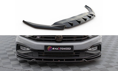 Maxton Front Ansatz V.1 für Volkswagen Passat R-Line B8 Facelift schwarz Hochglanz