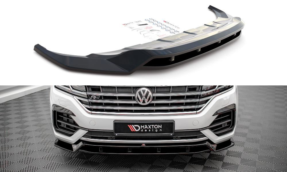 Maxton Front Ansatz für Volkswagen Touareg R-Line Mk3 schwarz Hochglanz