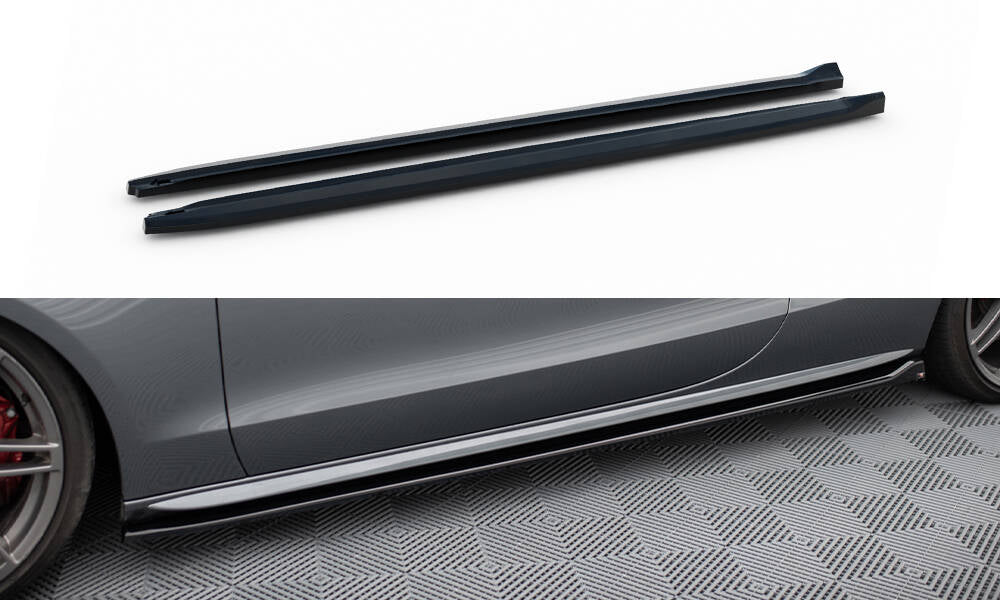 Maxton Seitenschweller Ansatz für V.2 für Audi S5 / A5 S-Line Coupe 8T schwarz Hochglanz