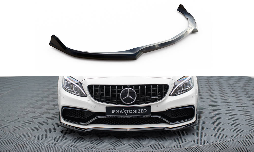 Maxton Front Ansatz V.3 für Mercedes-AMG C63 Limousine / Kombi W205 / S205 schwarz Hochglanz