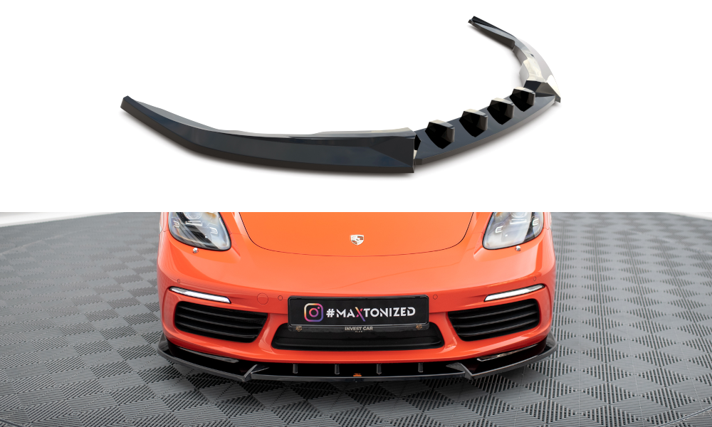 Maxton Front Ansatz V.1 für Porsche 718 Cayman 982c schwarz Hochglanz