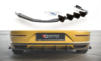 Maxton Robuste Racing Diffusor Heck Ansatz +Flaps für Volkswagen Arteon R-Line schwarz Hochglanz