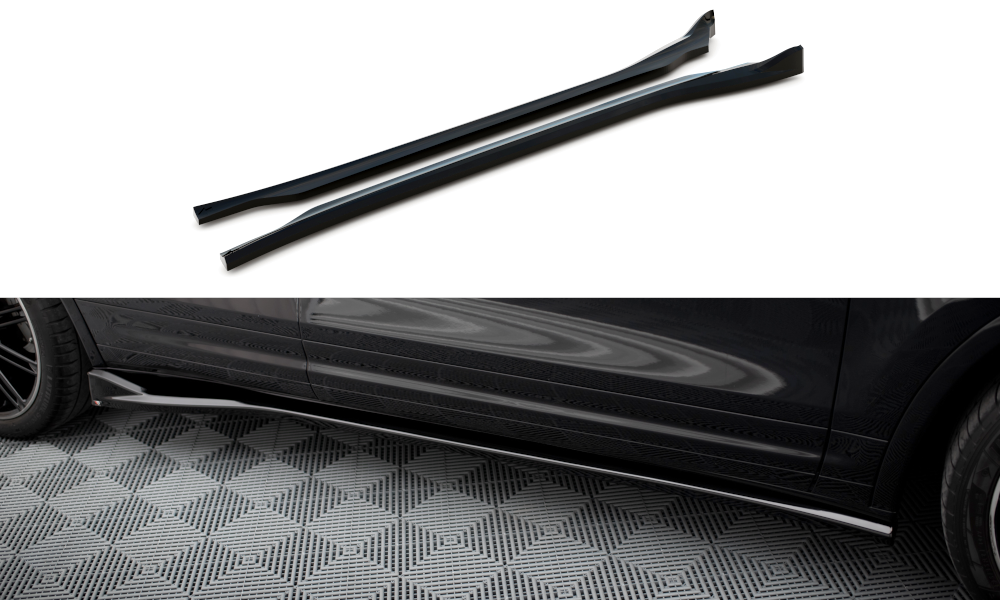 Maxton Seitenschweller Ansatz für Porsche Cayenne Mk2 Facelift schwarz Hochglanz