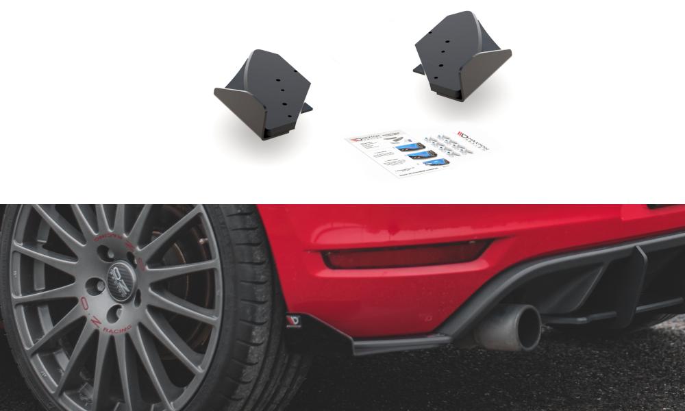 Maxton Robuste Racing Heck Ansatz Flaps Diffusor +Flaps für Volkswagen Golf GTI Mk6 schwarz Hochglanz